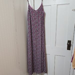 Womens Catherine MALANDRINO Floral Pink Purple Geo Boho Maxi Medium